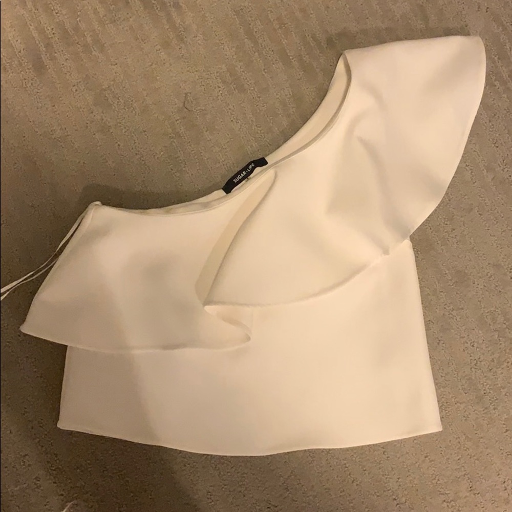 One shoulder ruffle top
